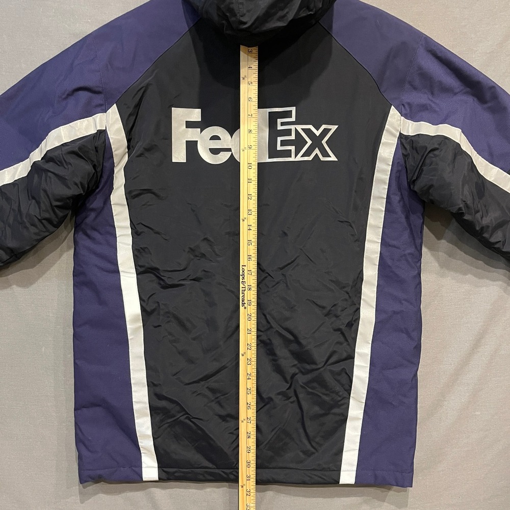 FedEx Stan Herman Primaloft Parka Jacket Mens Medium Blue Black FD3330 NWT - Picture 8 of 8